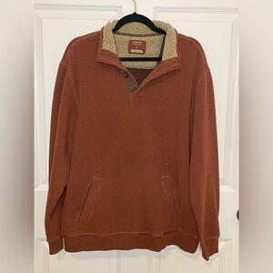 Arrow Heathered Burnt Orange Sherpa Collar Henley Pullover Men’s L
